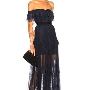 Self Portrait lace off shoulder long dress